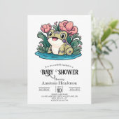 Happy Whimsical Frog Baby shower Kaart (Staand voorkant)