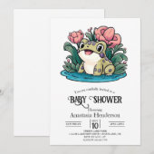 Happy Whimsical Frog Baby shower Kaart (Voorkant / Achterkant)
