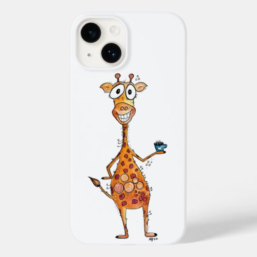 Happy Whimsical-Giraffe Drink koffie Case-Mate iPhone Case (Achterkant)