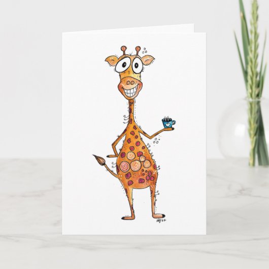 Happy Whimsical-Giraffe Drink koffie Kaart (Voorkant)