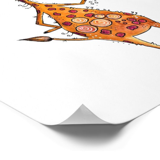 Happy Whimsical-Giraffe Drink koffie Poster (Hoek)