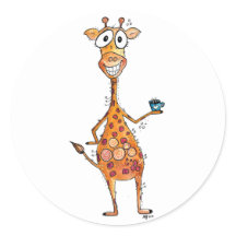 Happy Whimsical-Giraffe Drink koffie