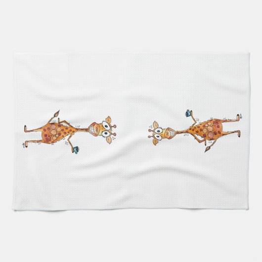 Happy Whimsical-Giraffe Drink koffie Theedoek (Horizontaal)
