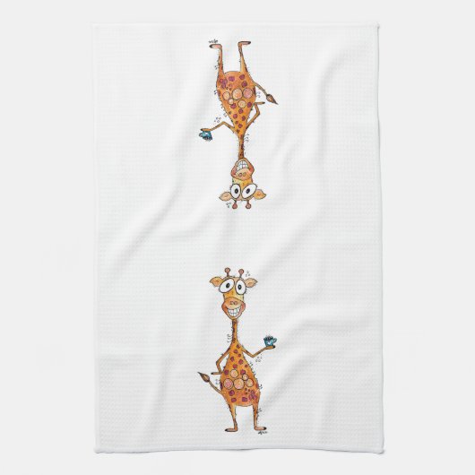 Happy Whimsical-Giraffe Drink koffie Theedoek (Verticaal)