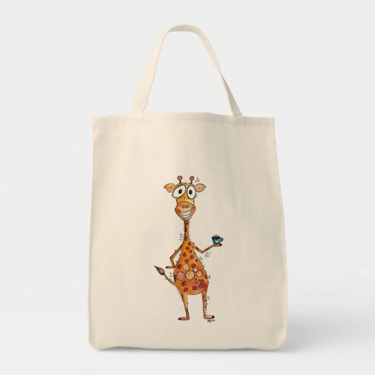 Happy Whimsical-Giraffe Drink koffie Tote Bag (Voorkant)