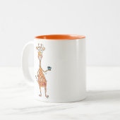 Happy Whimsical-Giraffe Drink koffie Tweekleurige Koffiemok (Voorkant links)