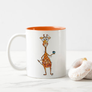 Happy Whimsical-Giraffe Drink koffie Tweekleurige Koffiemok