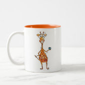 Happy Whimsical-Giraffe Drink koffie Tweekleurige Koffiemok (Links)