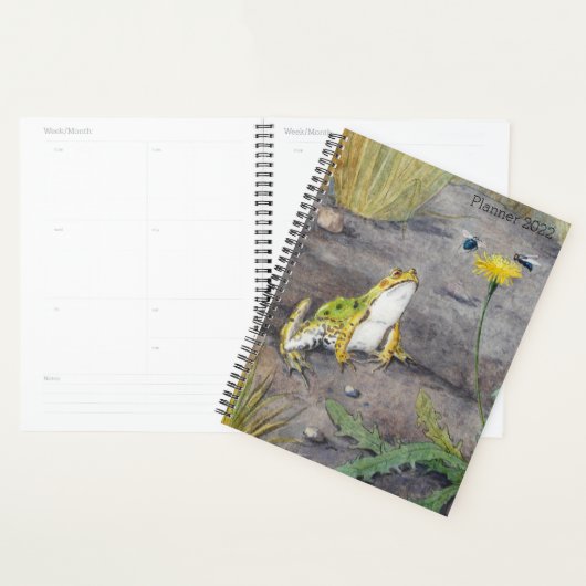 Happy, Whimsical Green Frog Planner (Display)