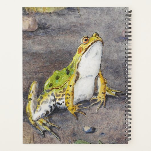 Happy, Whimsical Green Frog Planner (Achterkant)