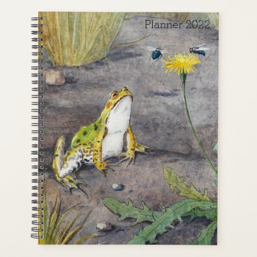 Happy, Whimsical Green Frog Planner (Voorkant)
