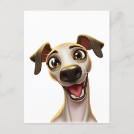 Happy Whippet Cartoon stijl Briefkaart