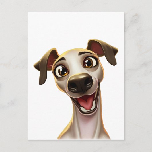 Happy Whippet Cartoon stijl Briefkaart (Voorkant)