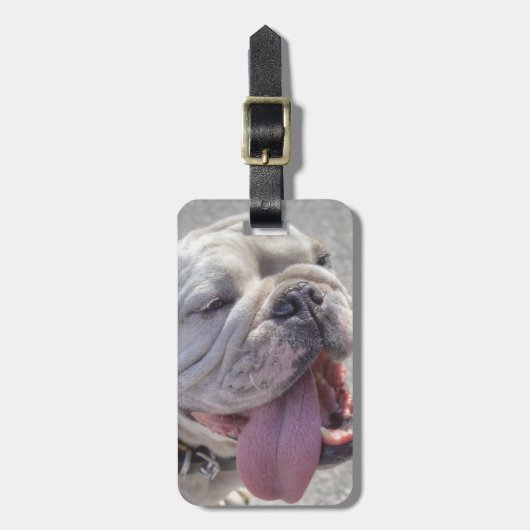 Happy White Bulldog Bagagelabel (Voorkant verticaal)