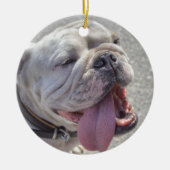 Happy White Bulldog Keramisch Ornament (Voorkant)