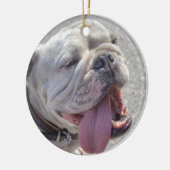 Happy White Bulldog Keramisch Ornament (Links)
