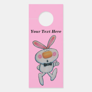 Happy White Bunny Dragen Zwart Stropdas Duimen Up Deurhanger