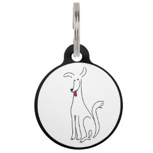 Happy White cartoon hond Huisdierpenning