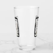 Happy White Cat op piano zwart Lijst Muzieknoten Glas (Links)