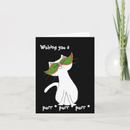 Happy White Cat Zwart Halloween Kaart