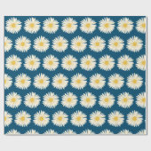 Happy White Daisies Blue Cadeaupapier (Vlak)