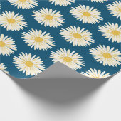 Happy White Daisies Blue Cadeaupapier (Hoek)