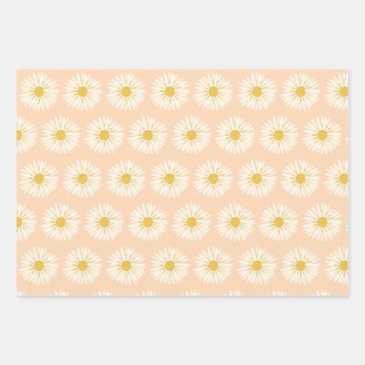 Happy White Daisies Kleurrijke jaren 70 Retro Inpakpapier Vel (Voorkant)
