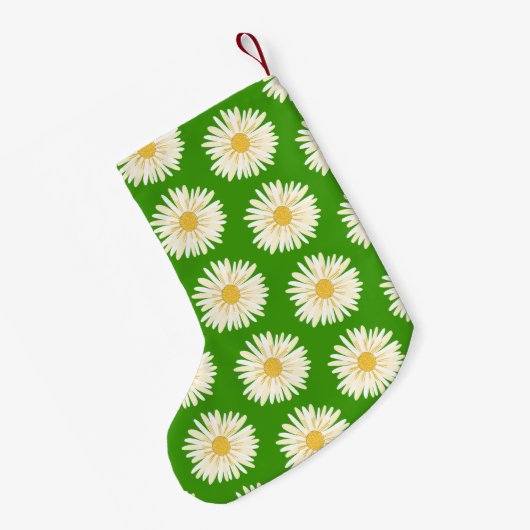 Happy White Daisies Pattern CUSTOM Kleine Kerstsok (Achterkant (Hangend))