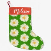 Happy White Daisies Pattern CUSTOM Kleine Kerstsok (Voorkant)