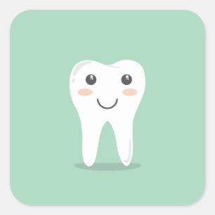 Happy White Kawaii Cartoon Sweet Tooth Character Vierkante Sticker