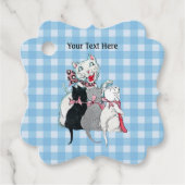 Happy White Moeder Cat met drie Kittens geplakt Bedankjes Labels (Voorkant)