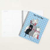 Happy White Moeder Cat met drie Kittens geplakt Planner (Display)