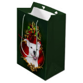 Happy white pitbull Kerstmis Medium Cadeauzakje (Voorkant Gekanteld)