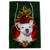 Happy white pitbull Kerstmis Medium Cadeauzakje (Voorkant)