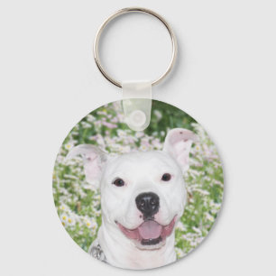 Happy White Pitbull Sleutelhanger