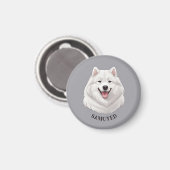 Happy White Samoyed Magneet (Voorkant / Achterkant)