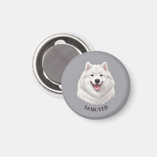 Happy White Samoyed Magneet (Voorkant / Achterkant)