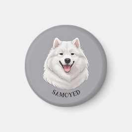 Happy White Samoyed Magneet