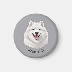 Happy White Samoyed Magneet