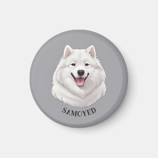 Happy White Samoyed Magneet