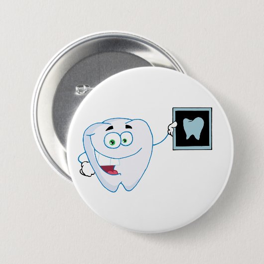 Happy White Tooth Button (Voorkant /achterkant)