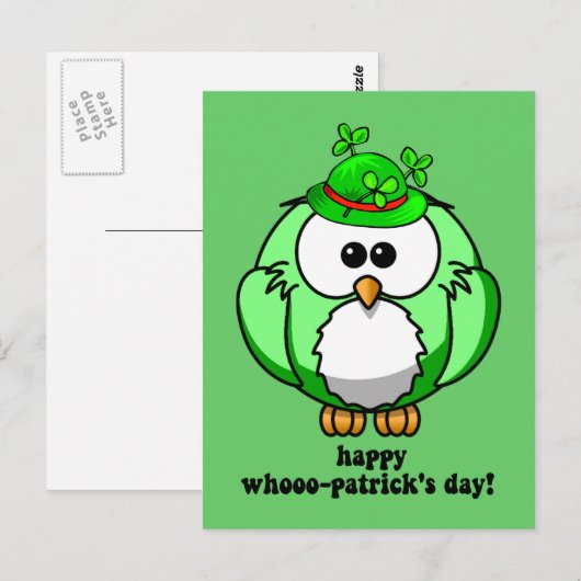 Happy Whoo Patrick's Day Briefkaart (Voorkant / Achterkant)