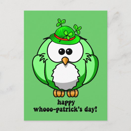 Happy Whoo Patrick's Day Briefkaart (Voorkant)