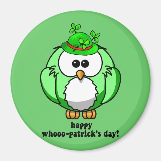 Happy Whoo Patrick's Day Magneet (Voorkant)