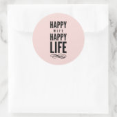 Happy Wife Funny Marriage Quote Pink Ronde Sticker (Tas)