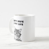 HAPPY WIFE HAPPY LIFE grappig trouwcitaat mok (Voorkant links)