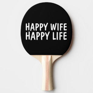 HAPPY WIFE HAPPY Life Paddles, Wedding Gift Tafeltennisbatje