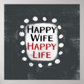 Happy Wife Happy Life Poster Wall Art (Voorkant)