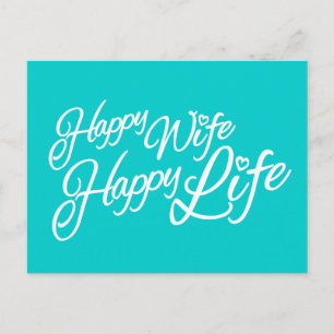 Happy Wife Happy Life Quote briefkaart