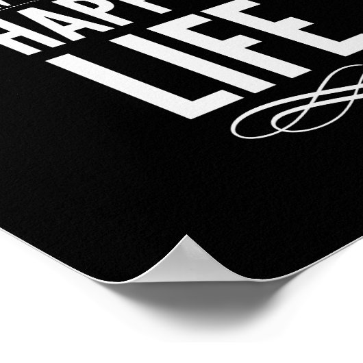 Happy Wife Happy Life Quote Print Black en White (Hoek)